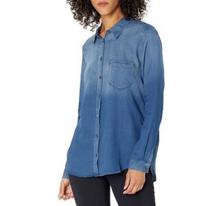 AG Jeans Nola Lightweight Denim Shirt w/ Pocket – Zuma Wash, Women’s Large